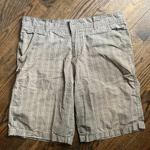 MENS GOTCHA PLAID BROWN FLAT FRONT SHORTS/100% COTTON SIZE 34 - Picture 2 of 6